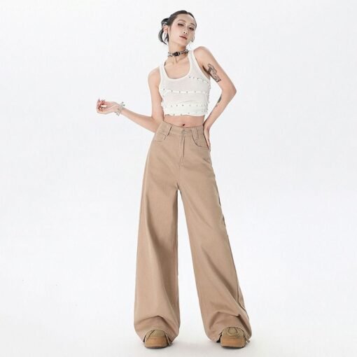 Vapetix XS-XL  Real shot of 2025 spring and summer fashion trend casual pants for women high waist drooping wide-l - Billede 8