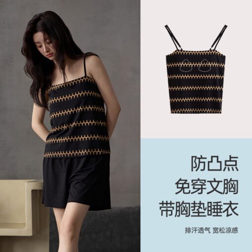 Vapetix M-XXL  Modal Pajamas with Chest Pad Women's Summer New Arrival Sling Shorts Thin Women's Sexy Comfortable - 图片 5