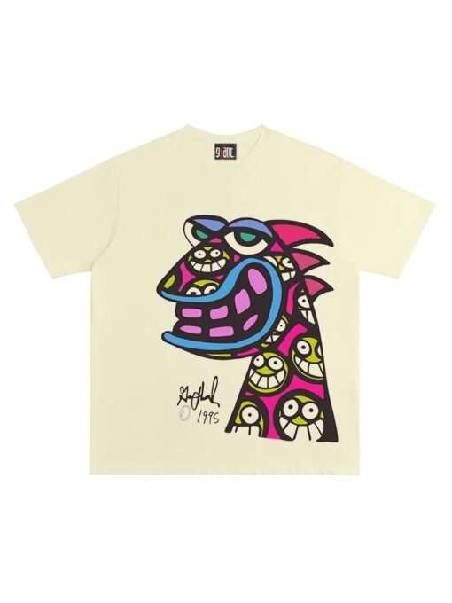 Vapetix S-3XL  【Tmall/Recommended】Heavy 230g double yarn pure cotton combed tight pattern trendy printed short-sle - Imagen 2