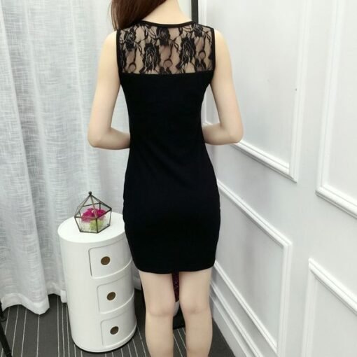 Vapetix M-2XL  6535 Cotton Summer Lace Sling Vic Skirt Women's Base Slim-fit Hip Mid-length plus size Mesh dress - 图片 3