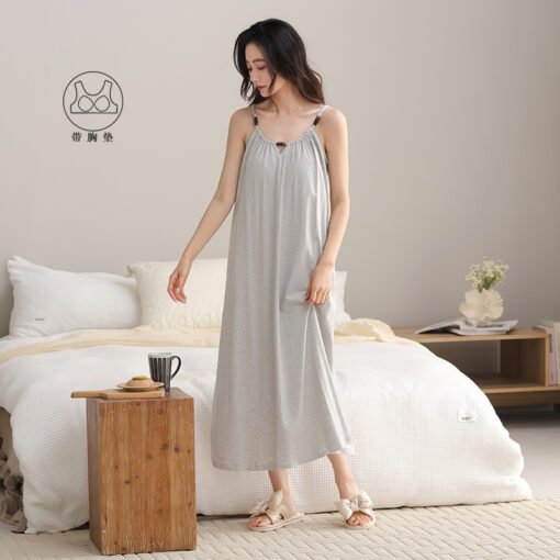 Vapetix 160(M)-175(XXL)  With Chest Pad Cool Cotton Sling Nightgown Pullover Casual Sexy Cotton Rack Cotton Girl's Vest dres – Bild 5