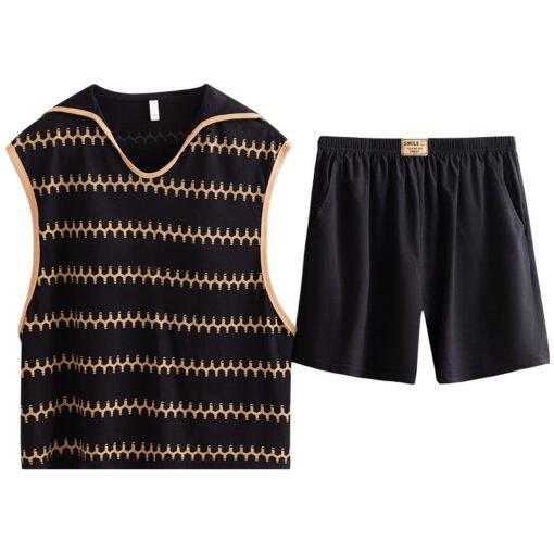 Vapetix M-XXL  Modal Pajamas with Chest Pad Women's Summer New Waistcoat Shorts Crewneck Women's Thin Vest suit Ho - 图片 3