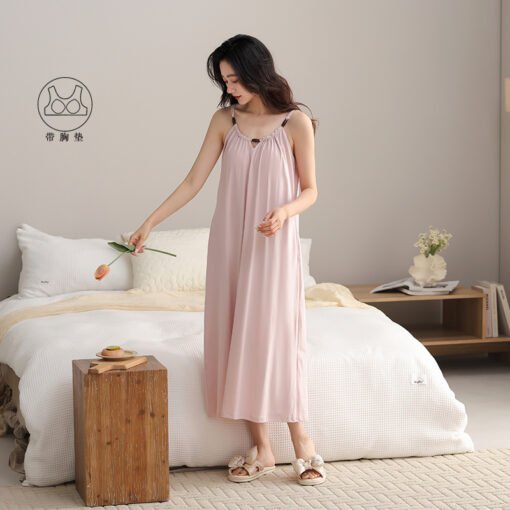 Vapetix 160(M)-175(XXL)  With Chest Pad Cool Cotton Sling Nightgown Pullover Casual Sexy Cotton Rack Cotton Girl's Vest dres – Bild 5
