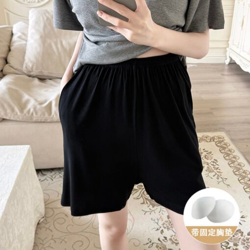 Vapetix M-XXL  Shaoxing -2025 Pajamas Women's Cotton Crewneck Short Sleeve Shorts Solid Color Outer Wear Home Wear - Kép 3