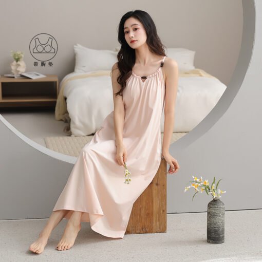 Vapetix 160(M)-175(XXL)  With Chest Pad Cool Cotton Sling Nightgown Pullover Casual Sexy Cotton Rack Cotton Girl's Vest dres – Bild 4