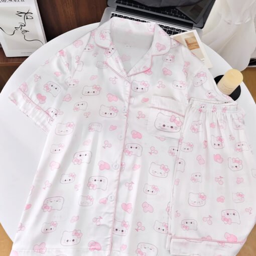 Vapetix M-XXL  Shaoxing -2025 Pajamas Women's New Ice Silk Cartoon Cute Short Sleeve Shorts Can Wear Two-Piece Hom - 图片 4
