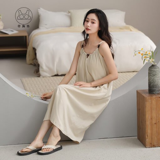 Vapetix 160(M)-175(XXL)  With Chest Pad Cool Cotton Sling Nightgown Pullover Casual Sexy Cotton Rack Cotton Girl's Vest dres – Bild 4