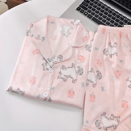 Vapetix M-XXL  Shaoxing -2025 Pajamas Women's New Ice Silk Cartoon Cute Short Sleeve Shorts Can Wear Two-Piece Hom - 图片 4