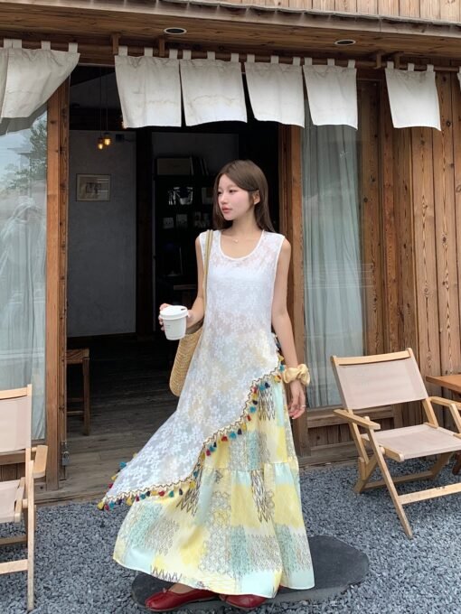 Vapetix Universal code-Universal code  Real shot, design-slanted shoulder lace top printed skirt suit for women, beautiful two-piece summe