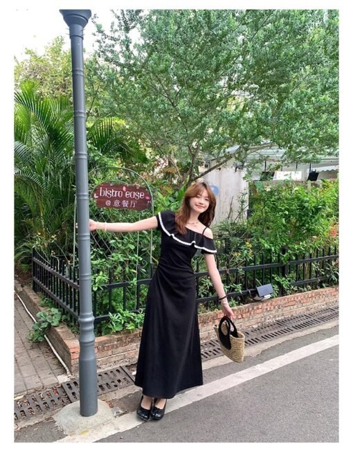 Vapetix Universal code-Universal code  Small girl with slim temperament and fashionable design long dress 2025 summer suspender little bla - Kuva 4