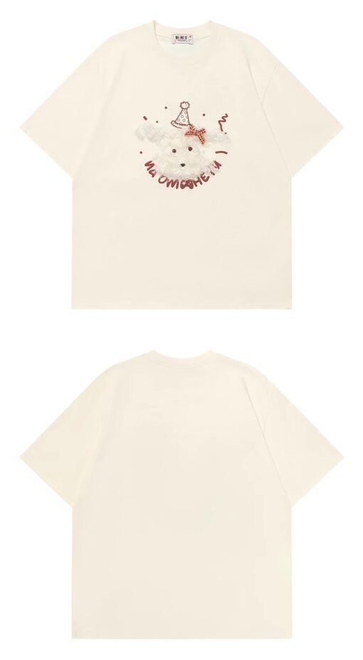 Vapetix S-3XL  【Tmall/Recommended】Heavy 230g double yarn pure cotton combed tightly puppy letter printed short-sle - 图片 4