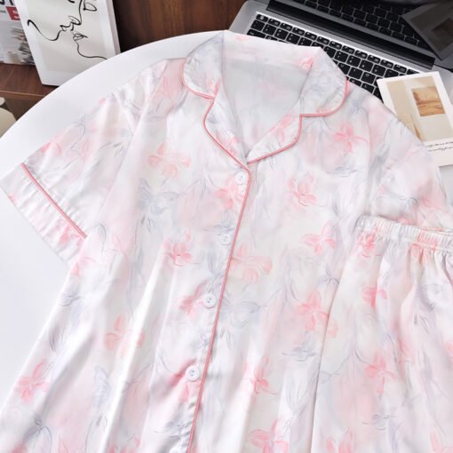 Vapetix M-XXL  Shaoxing -2025 Pajamas Women's New Ice Silk Cartoon Cute Short Sleeve Shorts Can Wear Two-Piece Hom - Billede 4