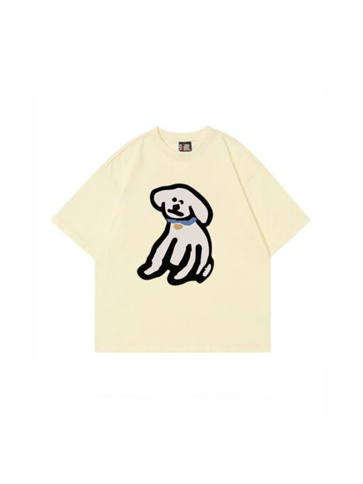 Vapetix S-3XL  【Tmall/Recommended】Heavy 230g double yarn pure cotton combed tightly puppy pattern printed short-sl