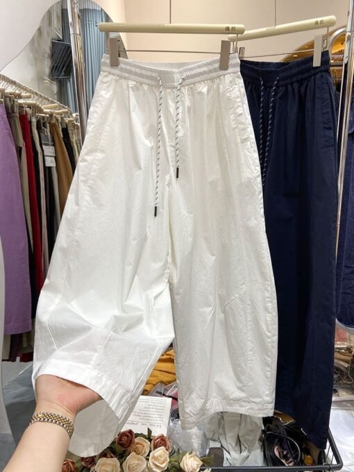 Vapetix S-2XL  European Casual Loose Wide Leg Pants Women's Summer High Waist Slimming Straight Pants Small Nine-p – Bild 4