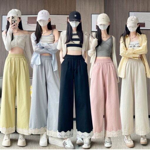 Vapetix S-3XL  Lace Lace Pants Women's Spring and Summer 2025 New High Waist Wide Leg Pants Loose Slimming Casual – Bild 5