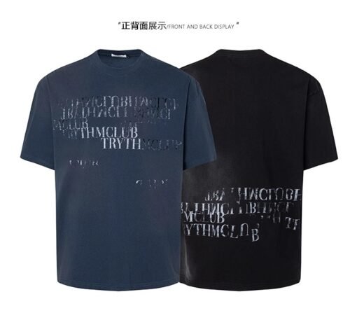 Vapetix S-3XL  【Tmall/Recommended】Heavy 230g double yarn pure cotton combed tightly trendy letter printed short-sl - 图片 4