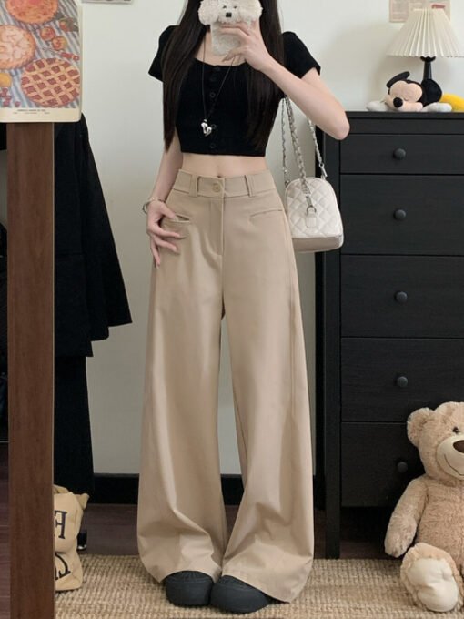 Vapetix S-2XL  Photographed! 2025 Summer Elastic Waist Front Pocket New Loose Casual Suit Pants for Women and Girl