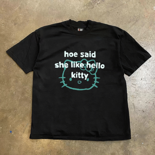 Vapetix S-3XL  [Tmall/recommend] Heavy 230g Double Yarn Pure Cotton Combed Tight hoe Cat Printed Short Sleeve T-Sh