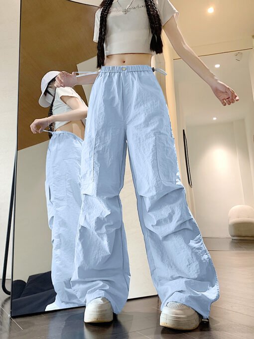 Vapetix S-4XL  Original version processed edge blue ice silk work pants for women summer thin new quick-dry paratr