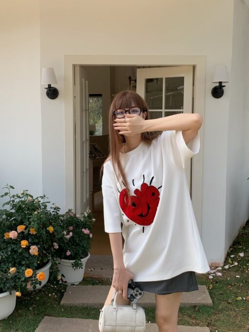 Vapetix S-2XL  Printed Letter Love T-shirt Women's Spring 2025 New American-style Loose Casual Age-reducing All-ma