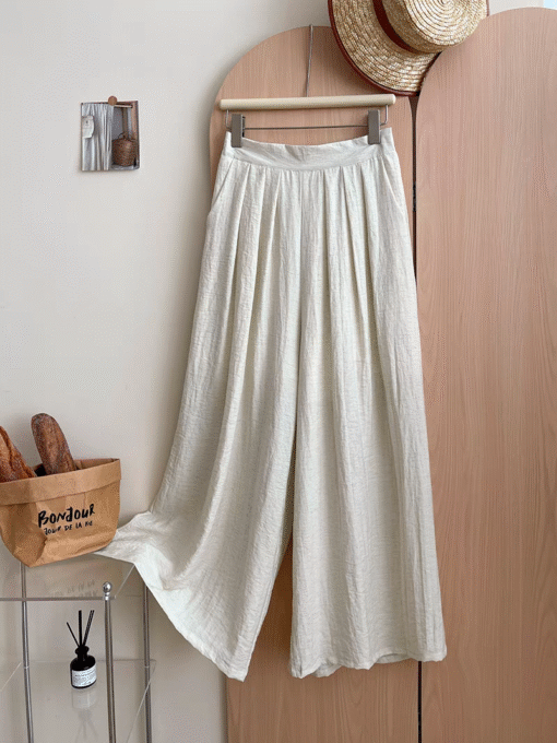 Vapetix M-2XL  Japanese and Korean Style Retro Ice Silk Linen Crepe Wide Leg Pants for Women Summer Loose Drape Fl