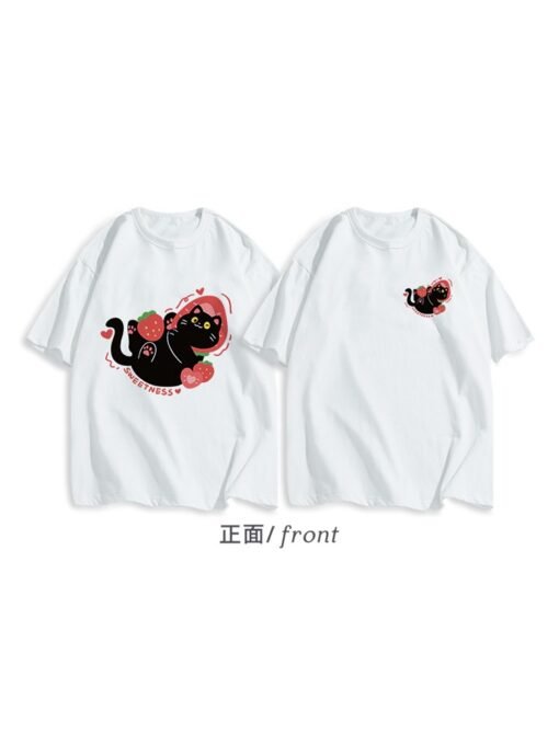 Vapetix S-3XL  [220g Combed Cotton] Special Couple Dress Summer 2025 Strawberry Kitten Fashion Brand Design Short