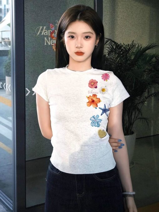 Vapetix S-2XL  Official figure cotton 40 220g (92% cotton 8% spandex) shoulder short sleeve T-shirt women's printi – Image 5