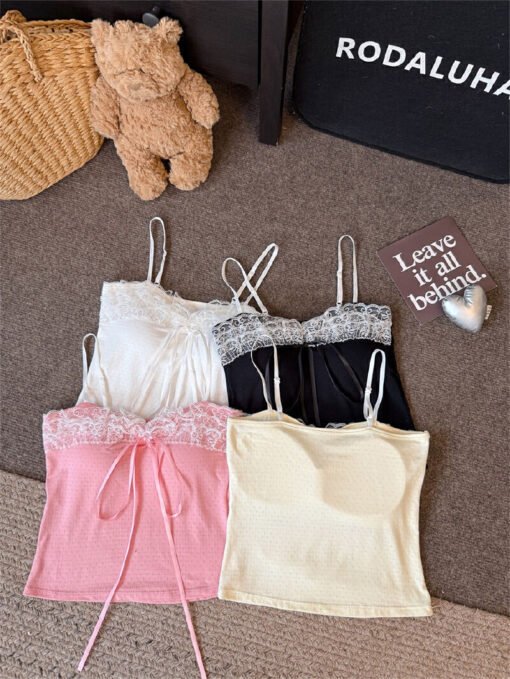 Vapetix Free Size-Free Size  Summer New French Stylish Bodycon Lace Edge Straps Backless Top Slimming Short Sleeve One-Piece wit