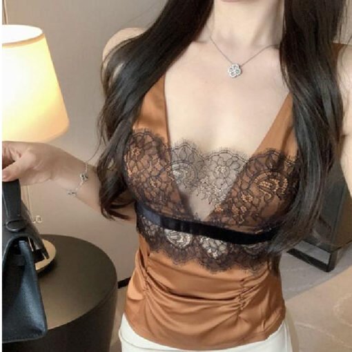 Vapetix S-L  The ladies lace suspender vest women wear summer sweet hot girl sexy strap top beautiful and high-e - Obrázek 3