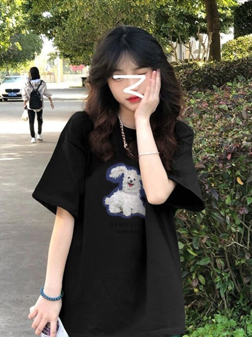 Vapetix M-2XL  Summer T-shirt Women's Short-sleeved Grey Summer Pure Cotton American Style Retro Half-sleeved 2025
