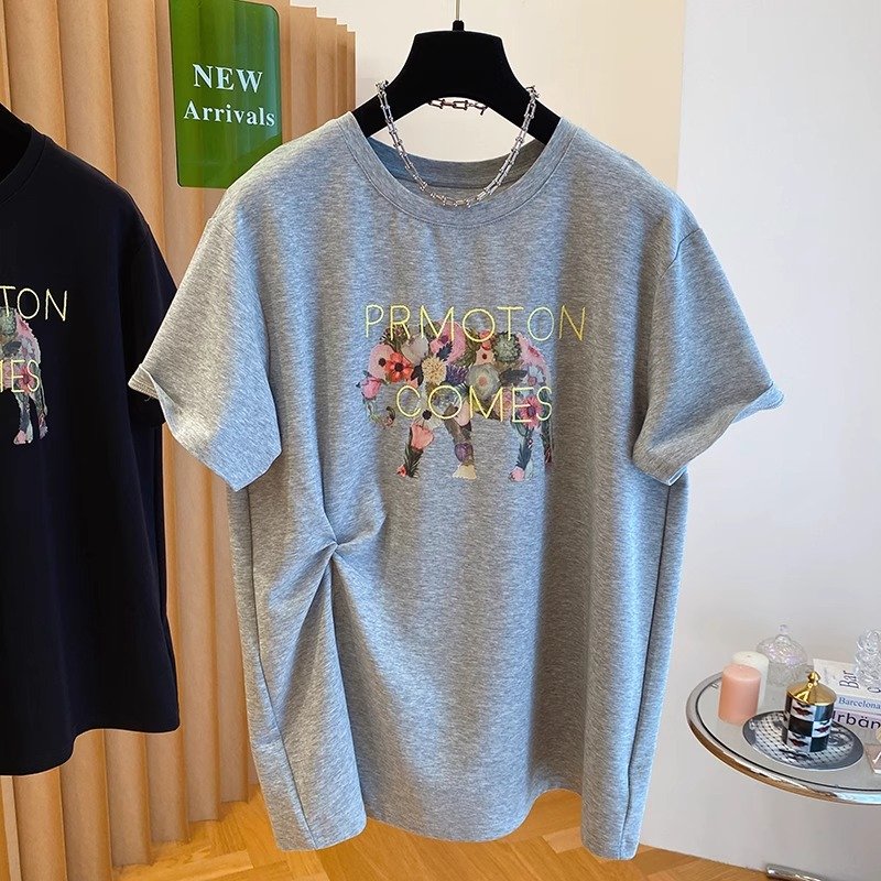 Vapetix M-4XL Printed + Embroidered + 21-Piece Super Cool Cotton 220g Large Size 240lb Cartoon Split T-Shirt for - 图片 2