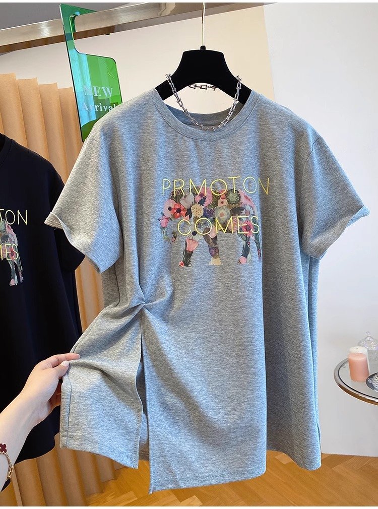 Vapetix M-4XL Printed + Embroidered + 21-Piece Super Cool Cotton 220g Large Size 240lb Cartoon Split T-Shirt for - 图片 9