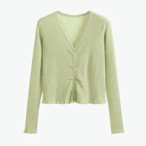 Vapetix One size fits all-One size fits all  Zhang Xinzi Sen Style Girl's Pure Desire Sling Knitted Shirt Women's Spring New Thin Sweet Sunscree - obrazek 2
