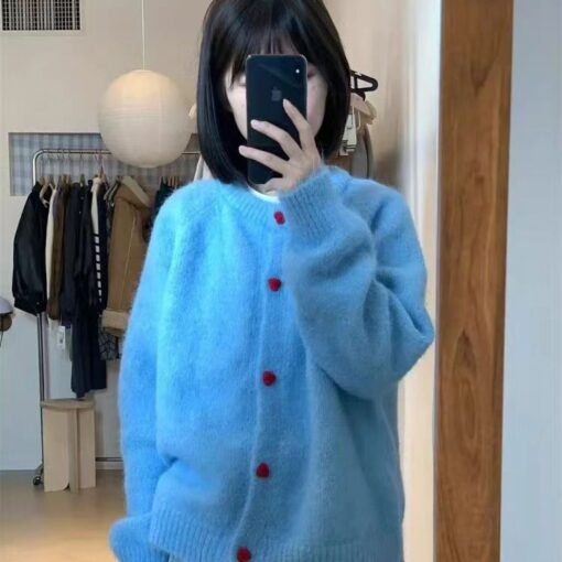 Vapetix S-L  2025 Autumn and Winter New Niche Chic Knitted Cardigan Multicolor Gentle Lazy Style Sweater Jacket – Bild 2