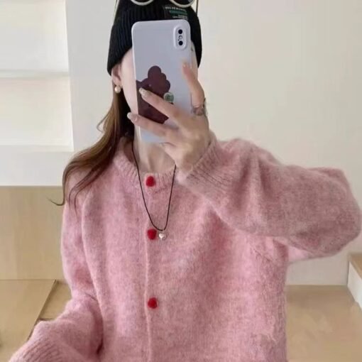 Vapetix S-L  2025 Autumn and Winter New Niche Chic Knitted Cardigan Multicolor Gentle Lazy Style Sweater Jacket – Bild 3