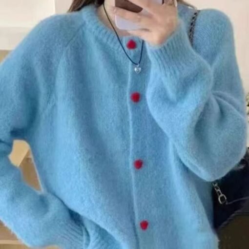 Vapetix S-L  2025 Autumn and Winter New Niche Chic Knitted Cardigan Multicolor Gentle Lazy Style Sweater Jacket – Bild 5