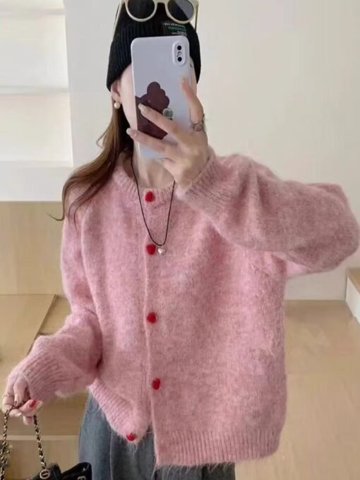 Vapetix S-L  2025 Autumn and Winter New Niche Chic Knitted Cardigan Multicolor Gentle Lazy Style Sweater Jacket – Bild 6