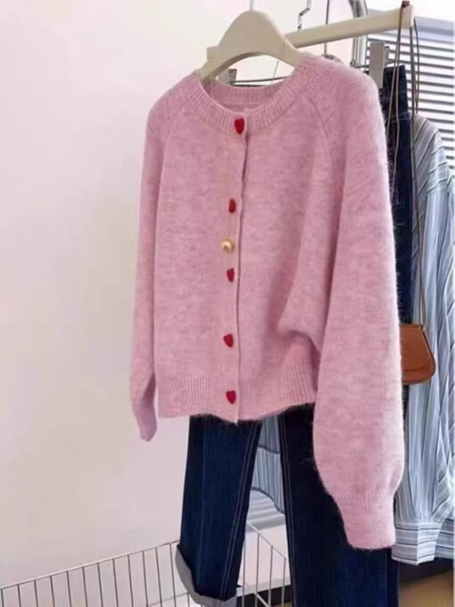 Vapetix S-L  2025 Autumn and Winter New Niche Chic Knitted Cardigan Multicolor Gentle Lazy Style Sweater Jacket – Bild 7
