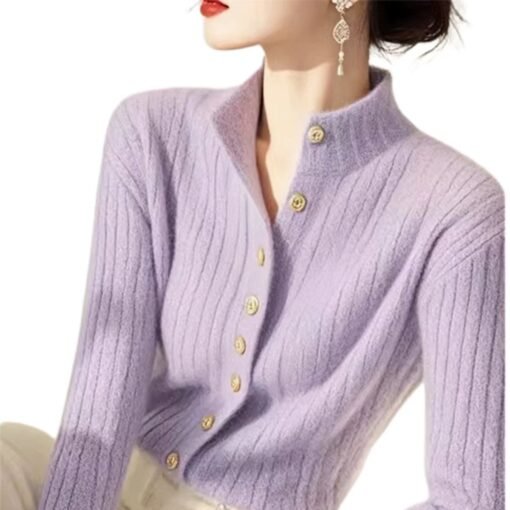 Vapetix S-L  Red stand collar new year's new year's shirt sweater knitted cardigan women's new year's coat 2025 – Bild 5