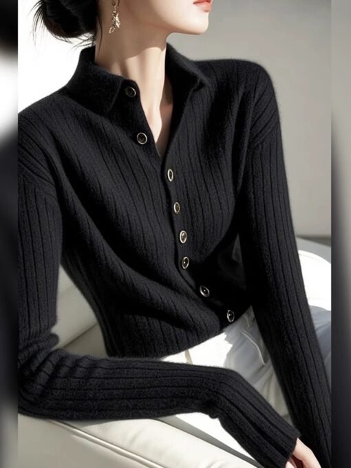 Vapetix S-L  Red stand collar new year's new year's shirt sweater knitted cardigan women's new year's coat 2025 – Bild 6
