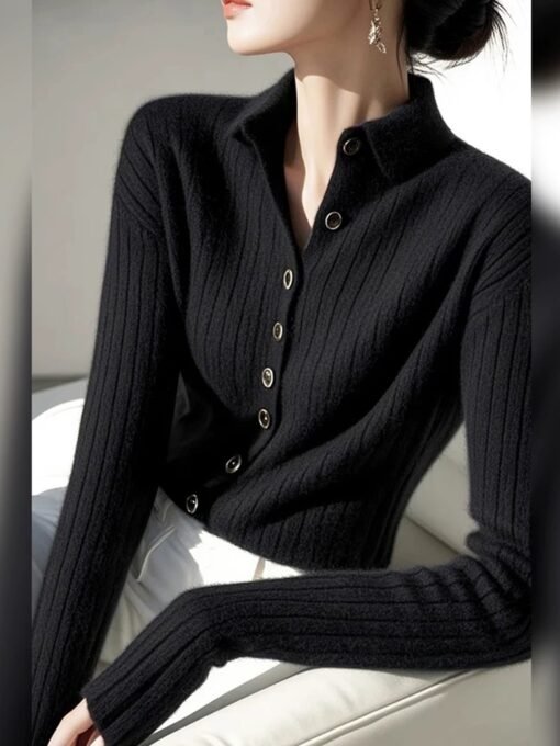 Vapetix S-L  Red stand collar new year's new year's shirt sweater knitted cardigan women's new year's coat 2025 – Bild 9