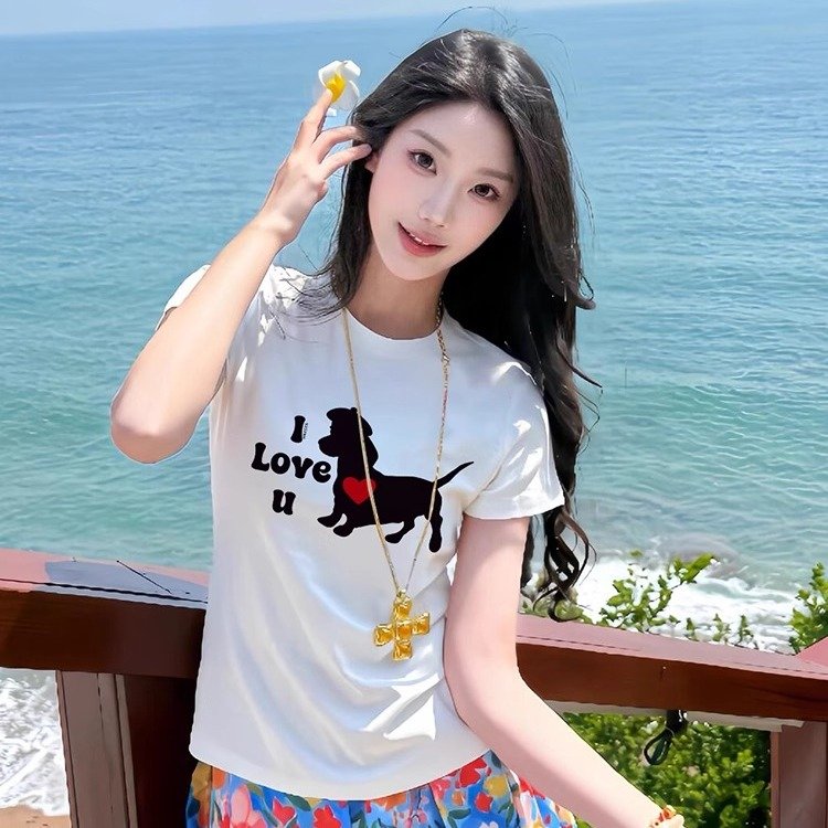 Vapetix S-2XL Official image 40 pieces pure cotton 220g 92% cotton 8% spandex women's printed regular shoulder sh