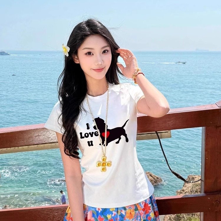 Vapetix S-2XL Official image 40 pieces pure cotton 220g 92% cotton 8% spandex women's printed regular shoulder sh – Bild 3