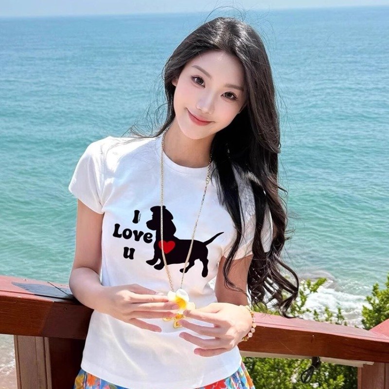 Vapetix S-2XL Official image 40 pieces pure cotton 220g 92% cotton 8% spandex women's printed regular shoulder sh – Bild 5