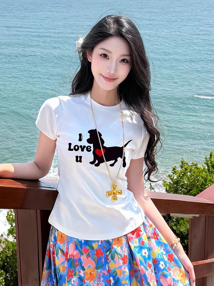 Vapetix S-2XL Official image 40 pieces pure cotton 220g 92% cotton 8% spandex women's printed regular shoulder sh – Bild 7