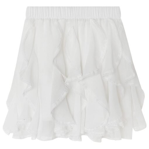 Vapetix S-XL  White lace cake skirt for women, summer thin 2025 new style high-waisted slimming A-line skirt, irr