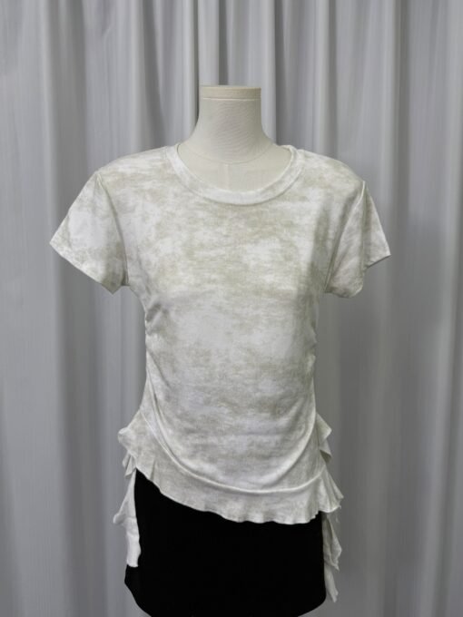 Vapetix Free Size-Free Size  Plus Size Irregular Ruffled Tie-Dye Square Shoulder Short Sleeve T-Shirt Women Summer Micro Fat MM