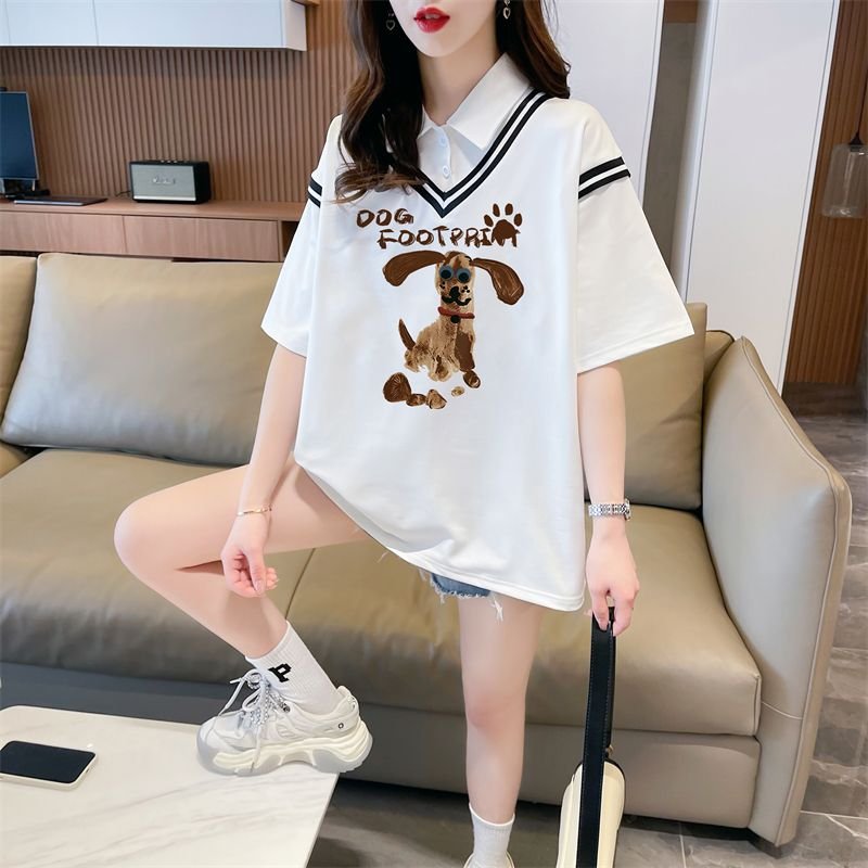 Vapetix M-2XL Women's Summer New Loose-Fitting Short-Sleeve T-Shirt with Pinstripe and Fake Two-Piece Design, Exc – Bild 4