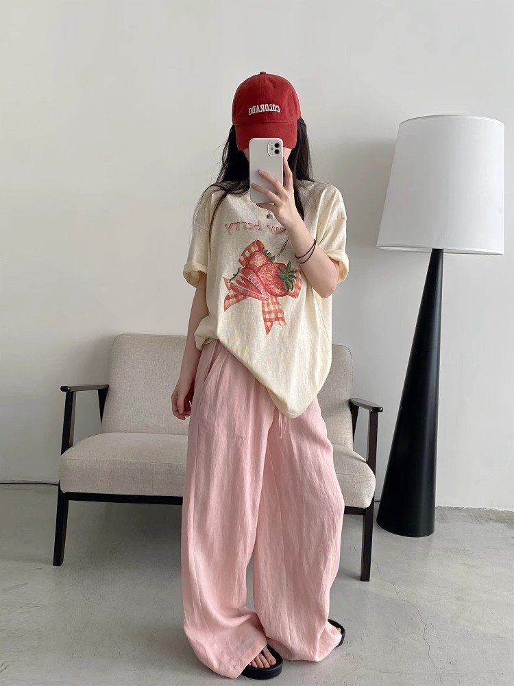 Vapetix S-3XL Official Image: 21-pieces Pure Cotton 210g 100% Cotton Versatile Japanese Strawberry Print Short-Sl – Bild 3