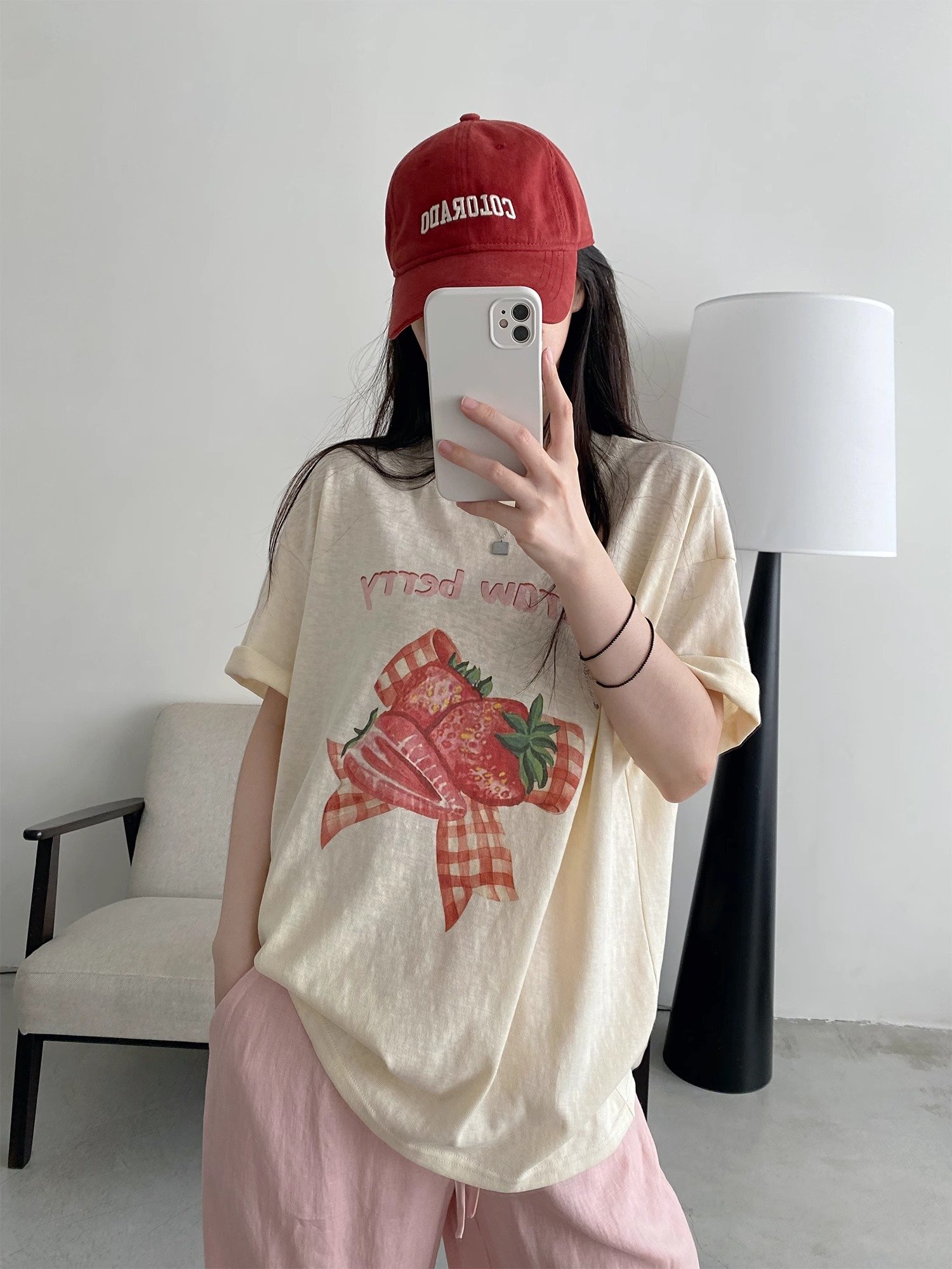 Vapetix S-3XL Official Image: 21-pieces Pure Cotton 210g 100% Cotton Versatile Japanese Strawberry Print Short-Sl – Bild 7